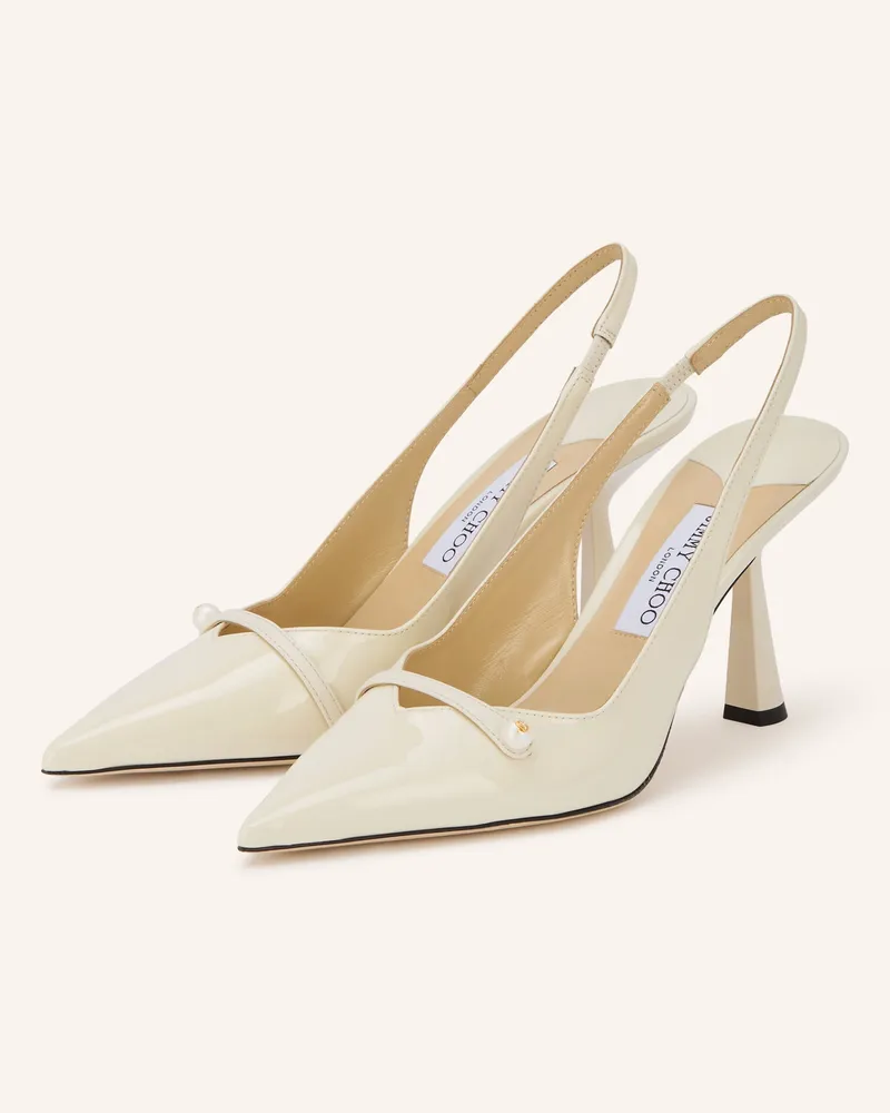 Jimmy Choo Slingpumps Amita 85 weiss Ecru