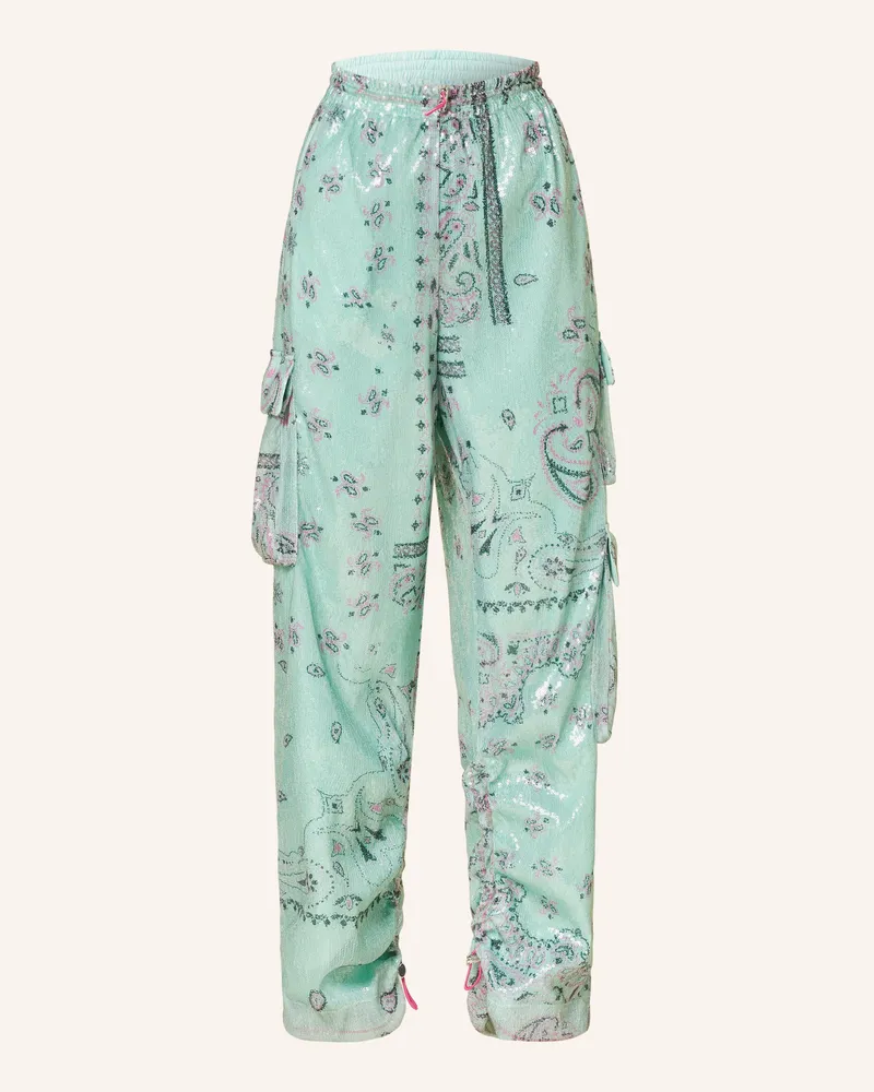 KHRISJOY Cargohose mit Pailletten Mint