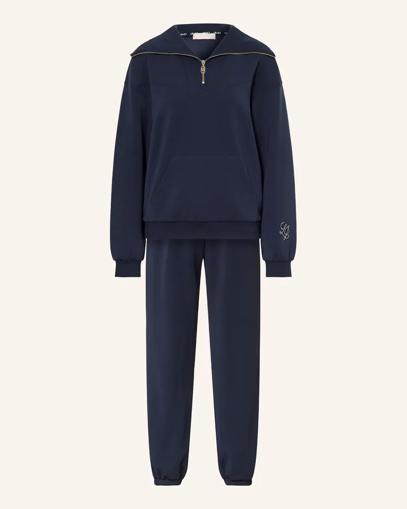 Liu Jo Set: Sweat-Troyer Und Sweatpants Mit Schmucksteinen blau Dunkelblau