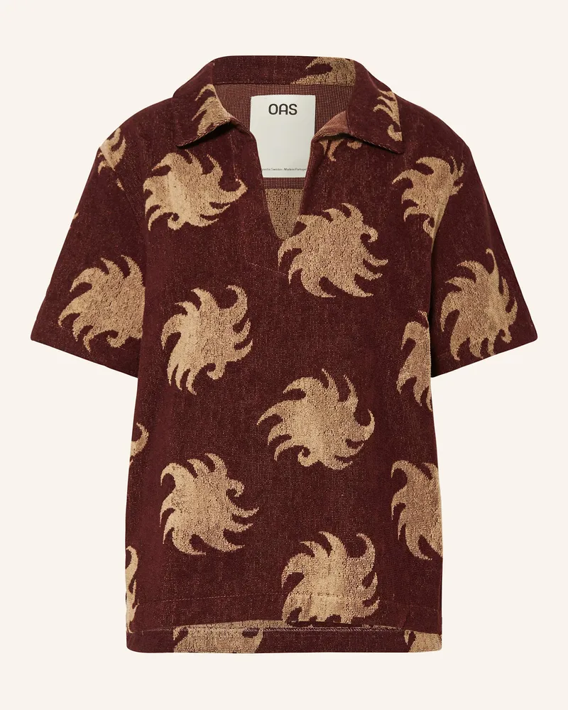 OAS Frottee-Poloshirt Mocha Ember Jaffa braun Dunkelrot