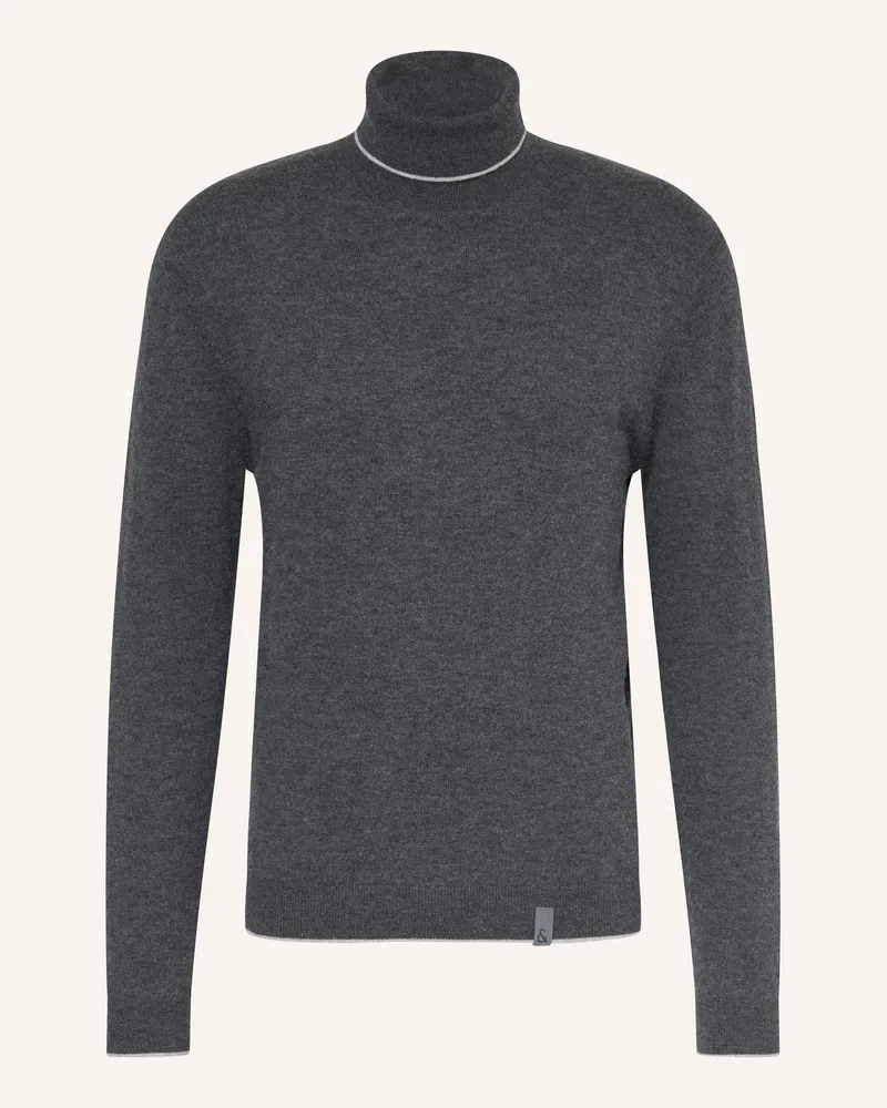 colours & sons Rollkragenpullover mit Merinowolle Dunkelgrau