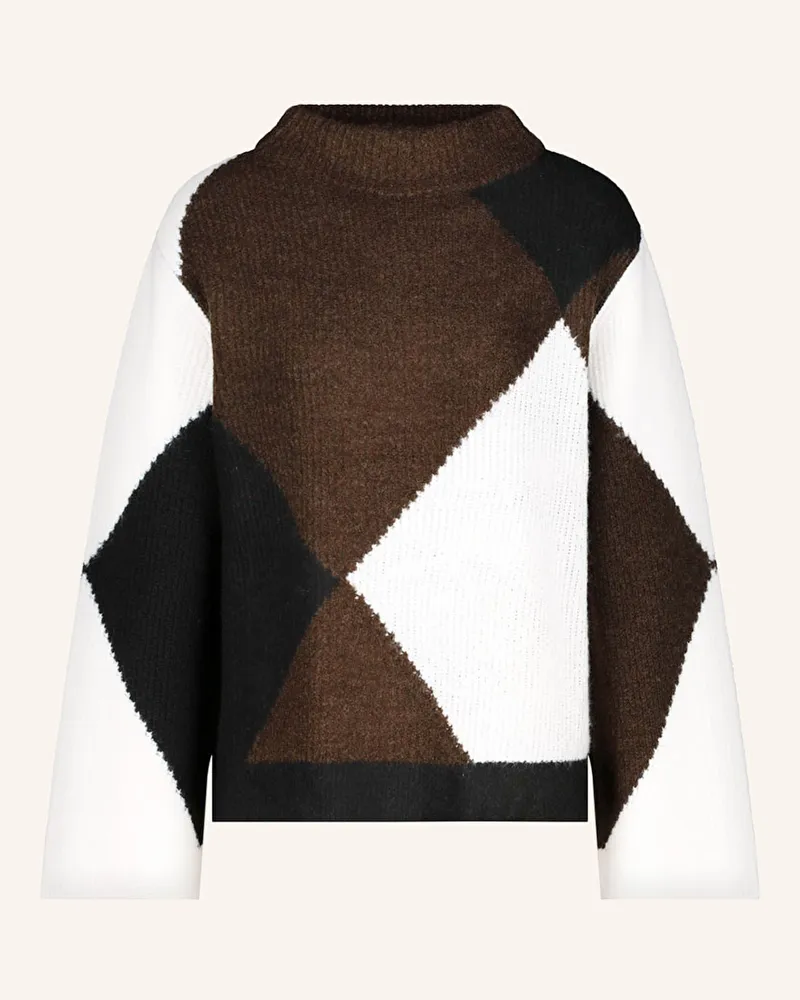 monari Pullover mit Schmucksteinen Braun