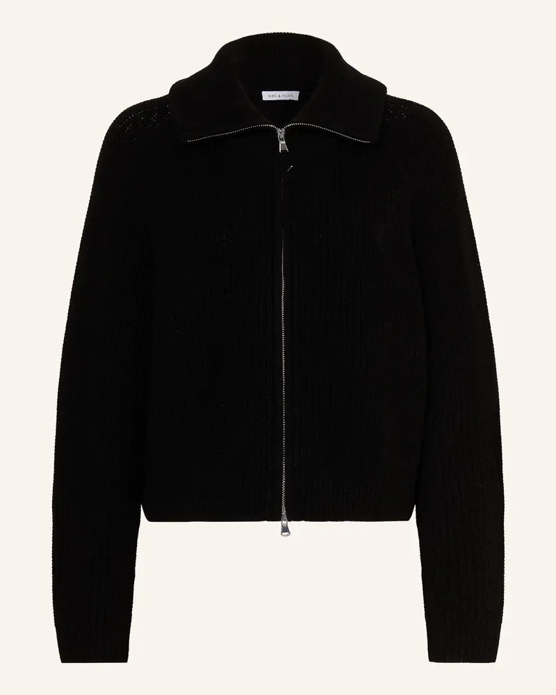 Mrs & HUGS Strickjacke Mit Cashmere schwarz Schwarz