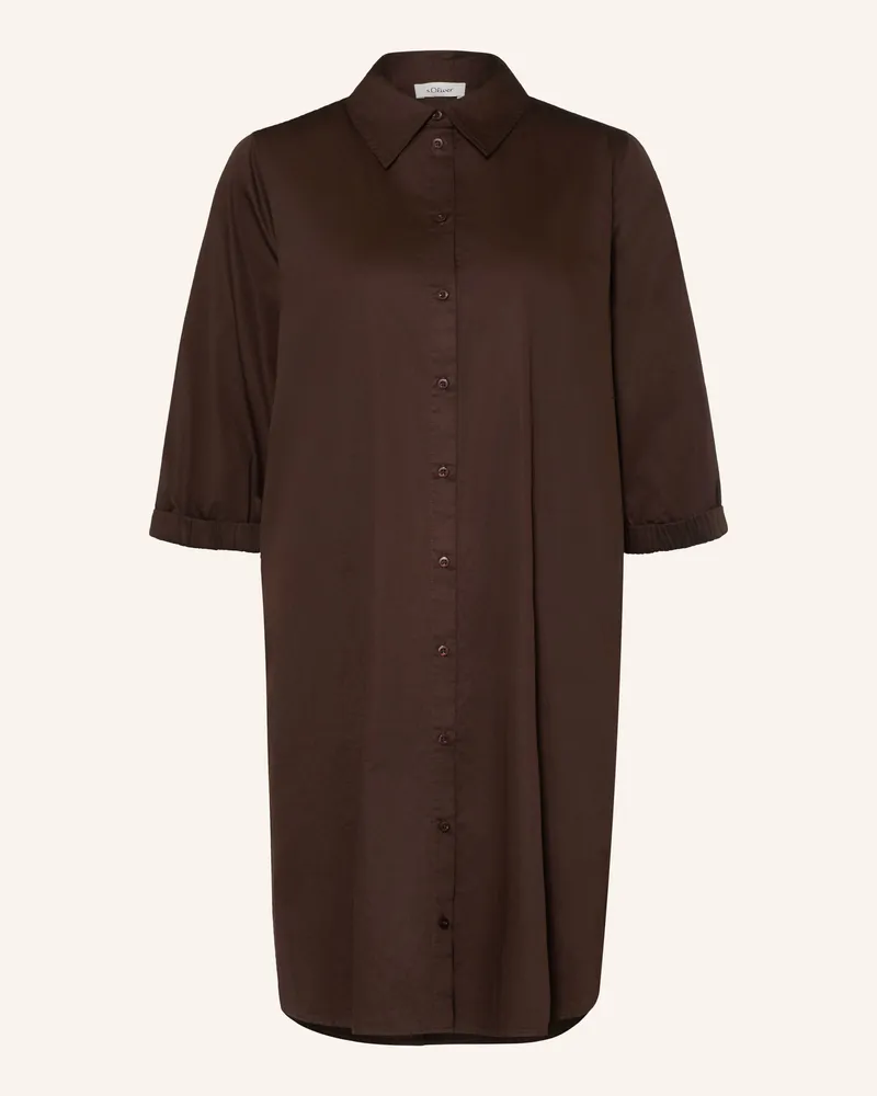 S.Oliver Hemdblusenkleid Mit 3/4-Arm braun Dunkelbraun