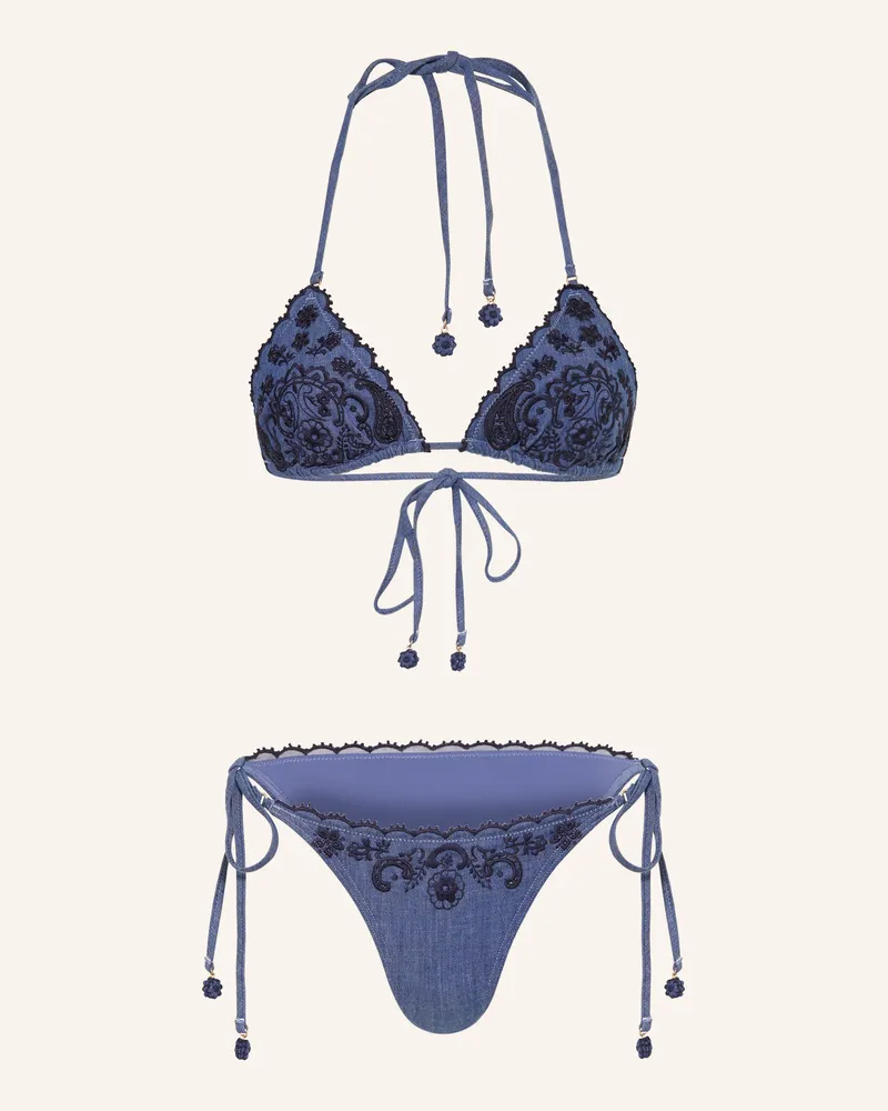 Zimmermann Triangel-Bikini Aster Denim blau Blau
