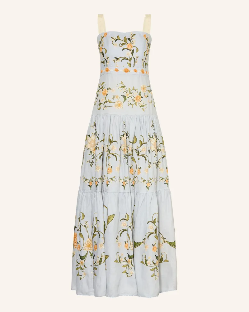 AGUA BENDITA Leinenkleid Lima Valle Mit Schmuckperlen blau Hellblau
