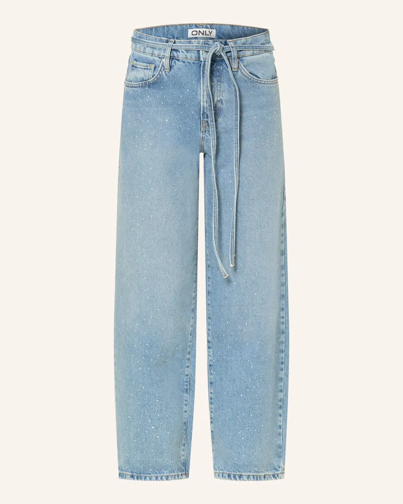 only Wide Leg Jeans mit Schmucksteinen Light