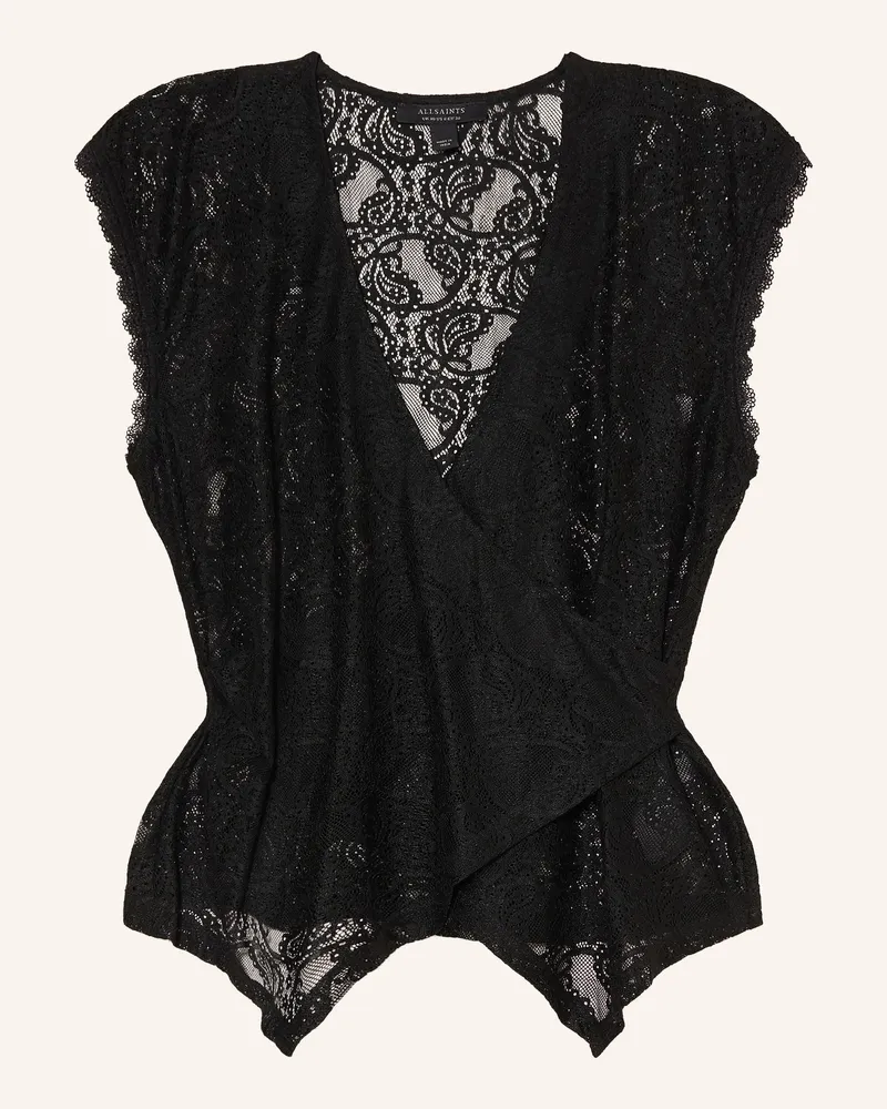 AllSaints Spitzentop Vera In Wickeloptik schwarz Schwarz