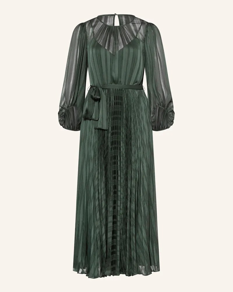 Phase Eight Kleid LUCIE mit Plissees und 3/4-Arm Dunkelgrün