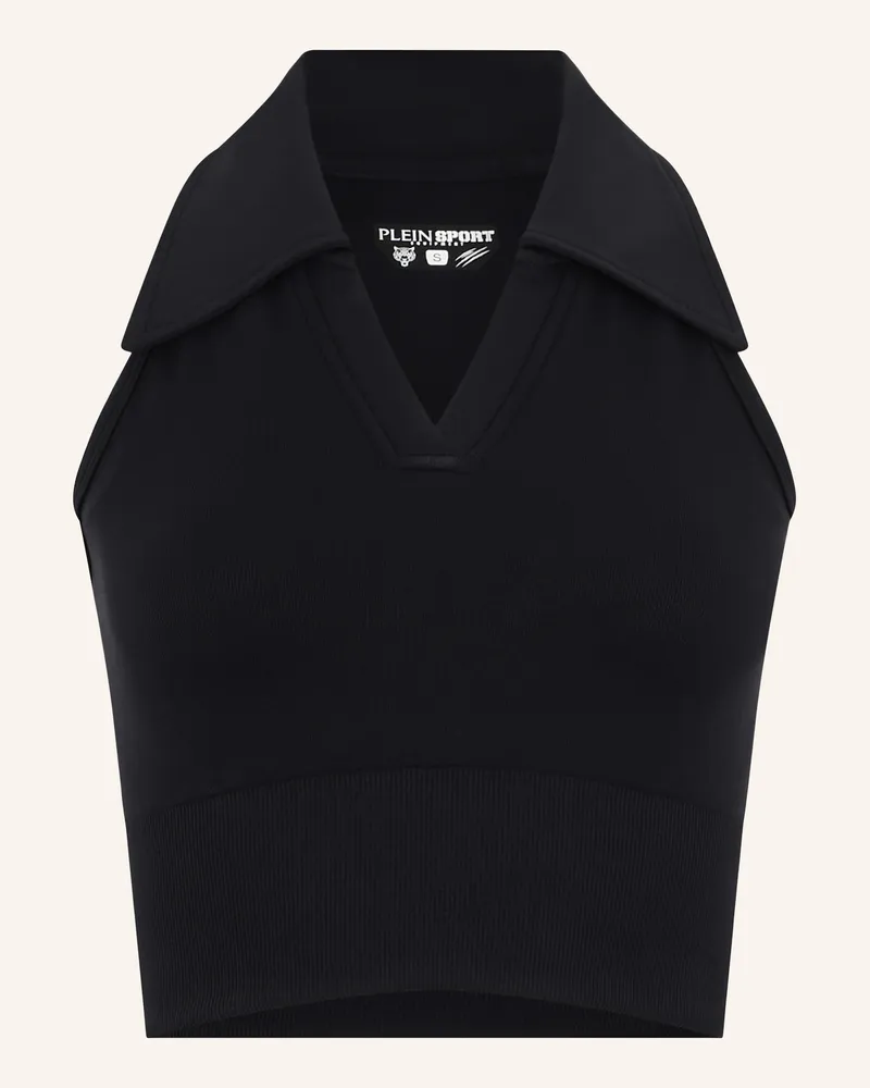 Philipp Plein Plein Sport Polo Neck Cropped Top Ps schwarz Schwarz