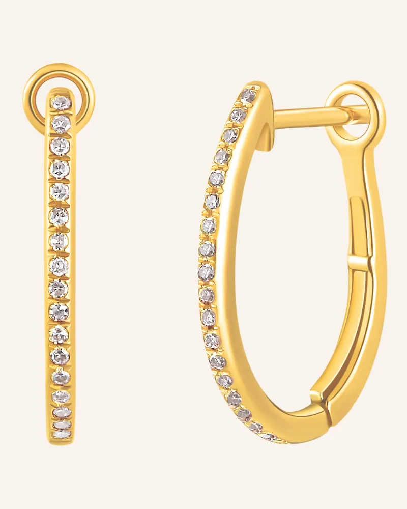 Leaf Creolen OVAL S aus 18 Karat Gelbgold mit Diamanten Gold