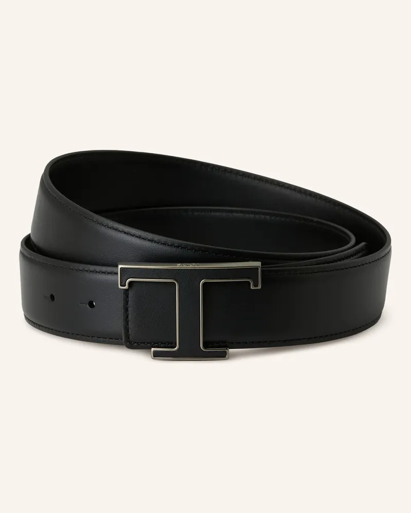 TOD'S Ledergürtel zum Wenden Schwarz