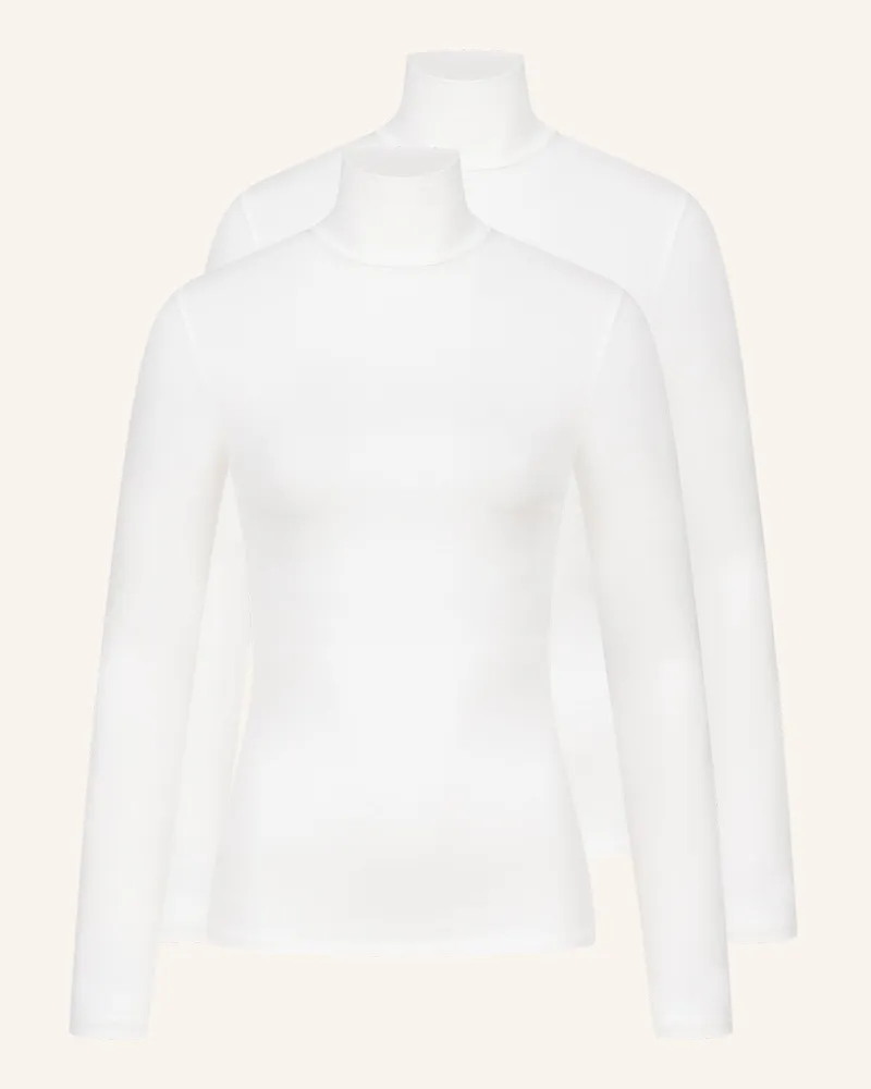 Ehrlich Textil 2er Pack Light Touch Rollkragen Langarmshirt Aus Weichem Lyocell weiss Beige