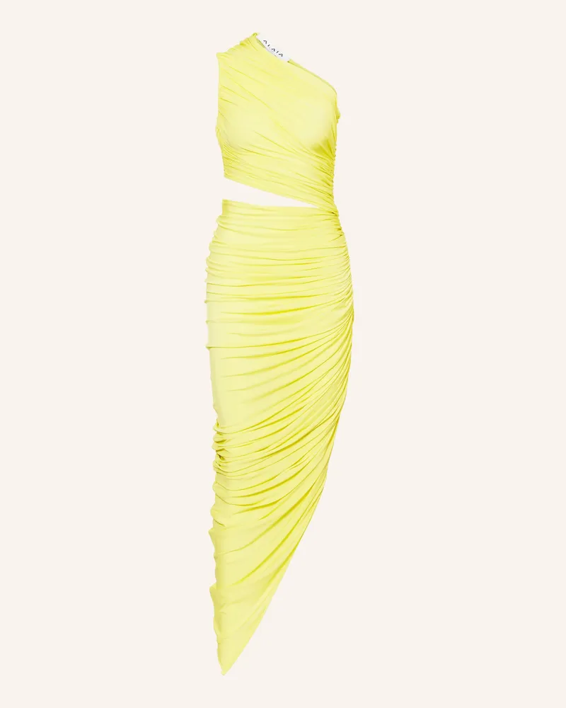 Alaïa One-Shoulder-Kleid mit Cut-out Gelb