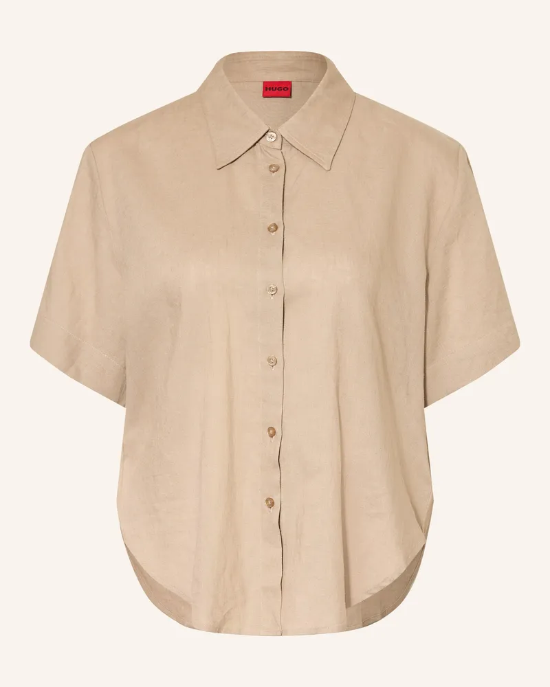HUGO BOSS Hemdbluse Encantada Mit Leinen beige Hellbraun
