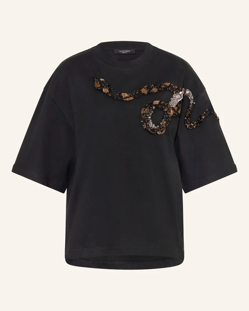 AllSaints T-Shirt OUROS AMELIE mit Schmucksteinen Schwarz
