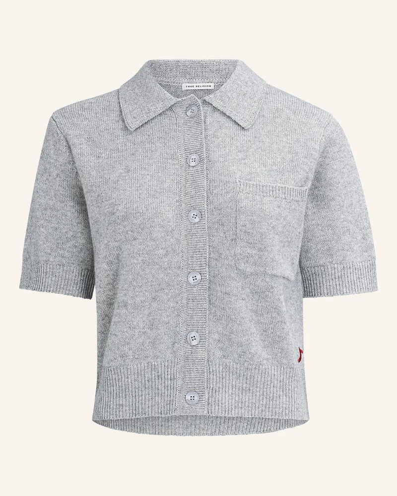 True Religion Strickjacke-Kurzarm Chunky grau Grau