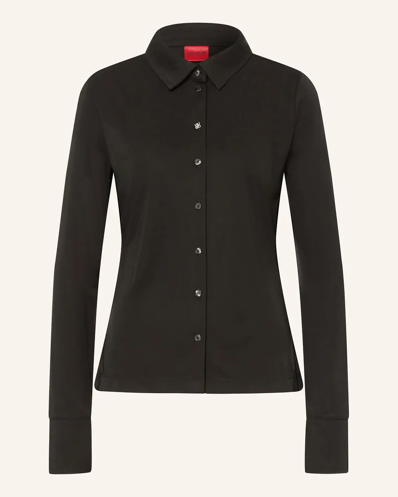 HUGO BOSS Hemdbluse DORELE aus Jersey Schwarz