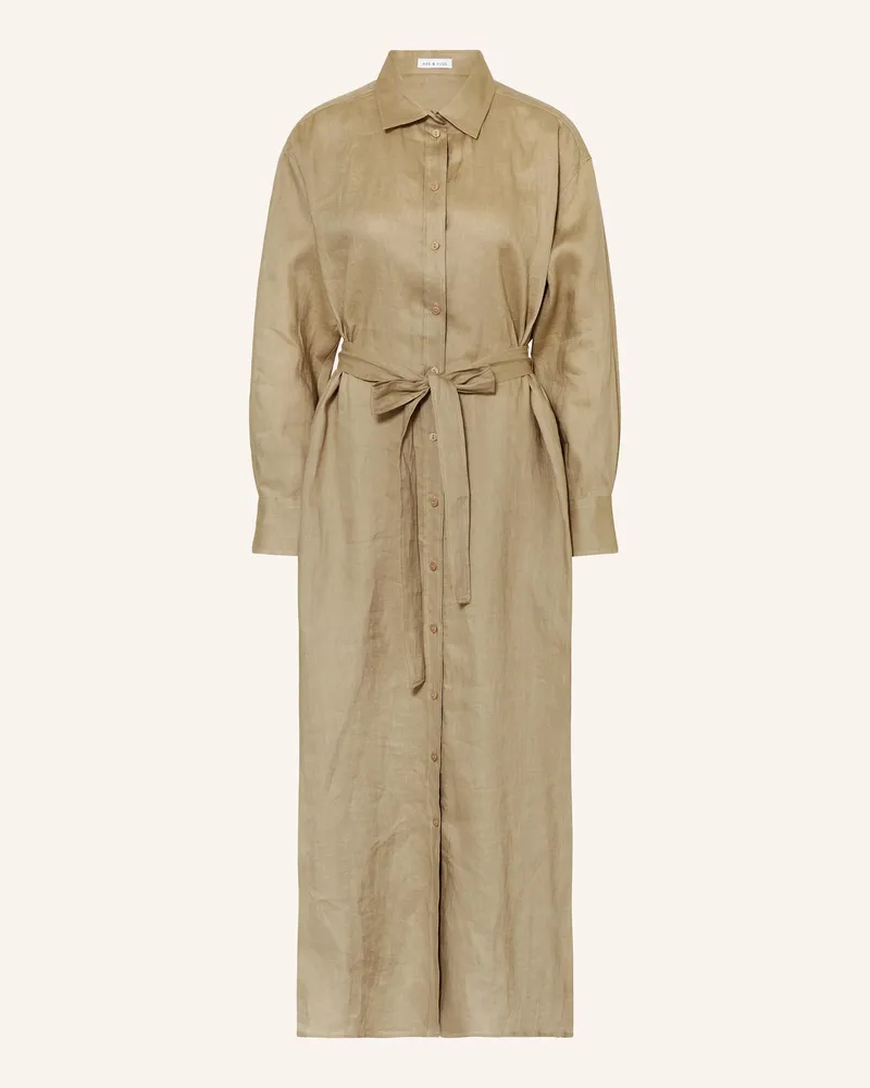 Mrs & HUGS Hemdblusenkleid Aus Leinen gruen Oliv