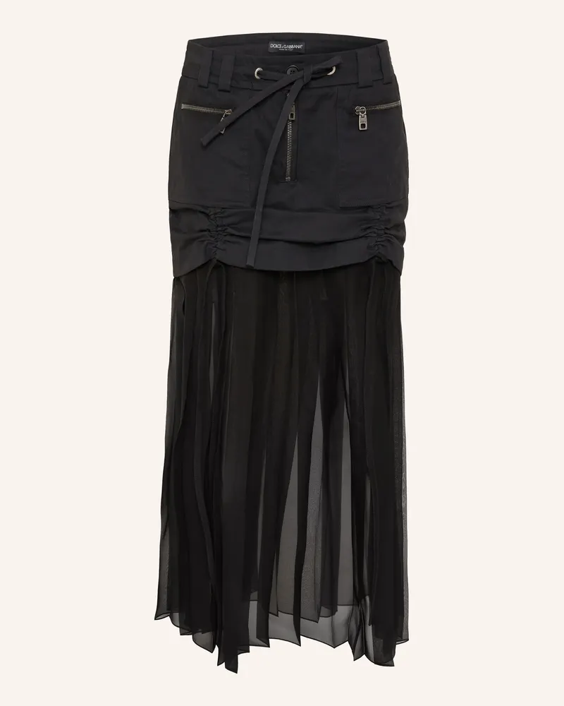 Dolce & Gabbana Rock mit Seide im Materialmix Schwarz