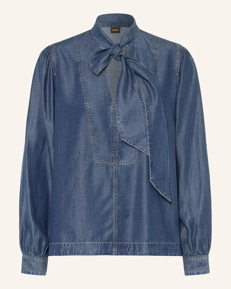 HUGO BOSS Schluppenbluse Betilla In Jeansoptik blau Blau