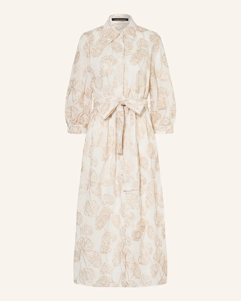 Luisa Cerano Hemdblusenkleid mit 3/4-Arm und Glitzergarn Creme