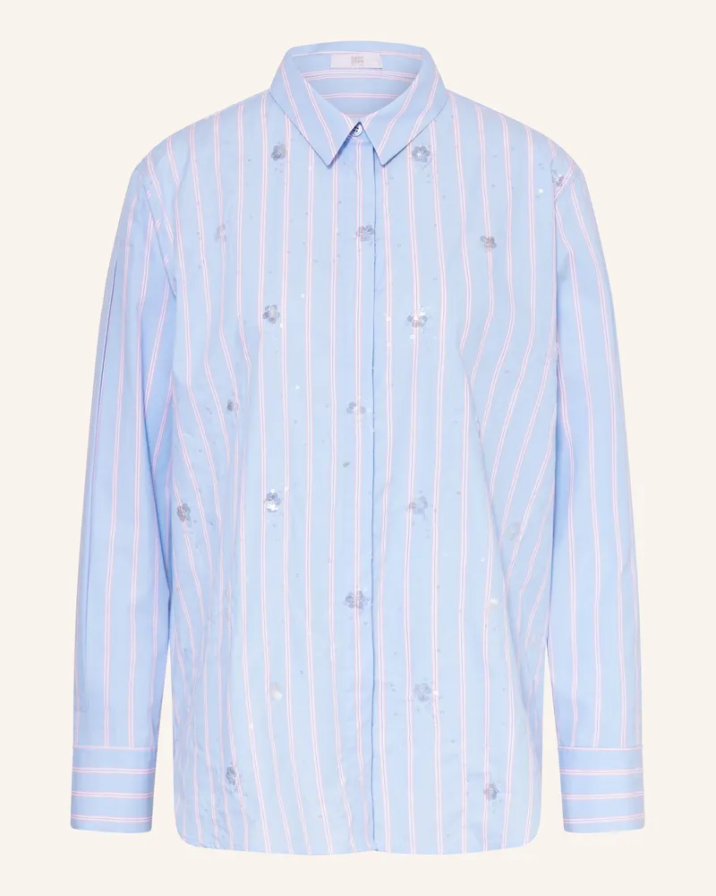 Riani Oversized-Hemdbluse mit Pailletten Hellblau