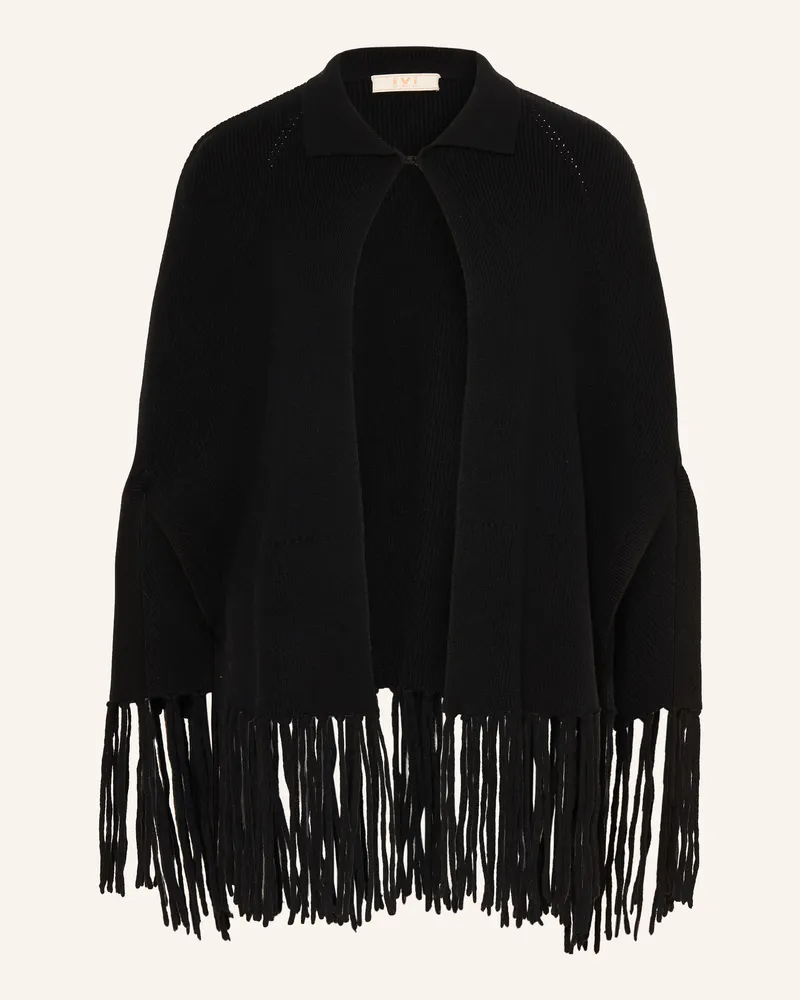 IVI Collection Cape Aus Merinowolle schwarz Schwarz