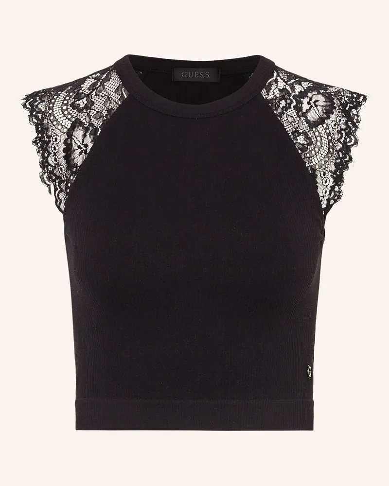 Guess Cropped-Top Millie Mit Spitze schwarz Schwarz