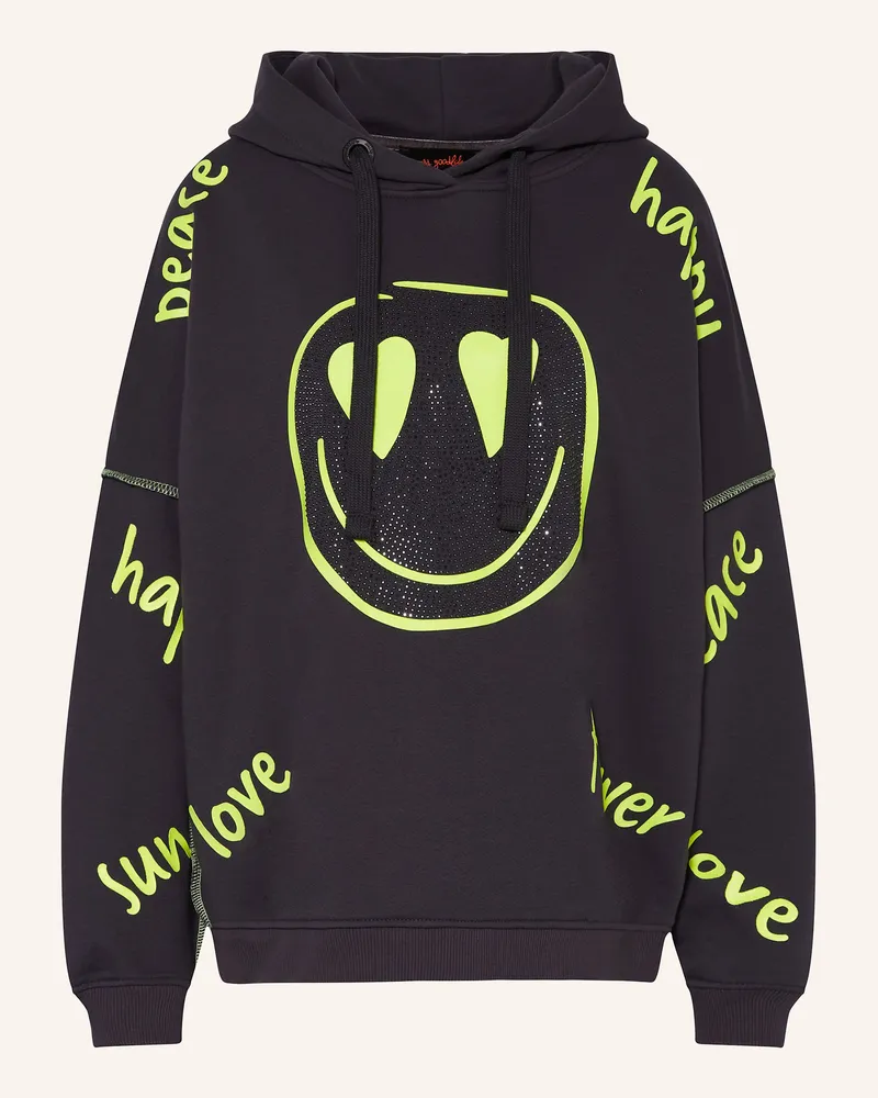 Miss Goodlife Hoodie mit Schmucksteinen Dunkelgrau