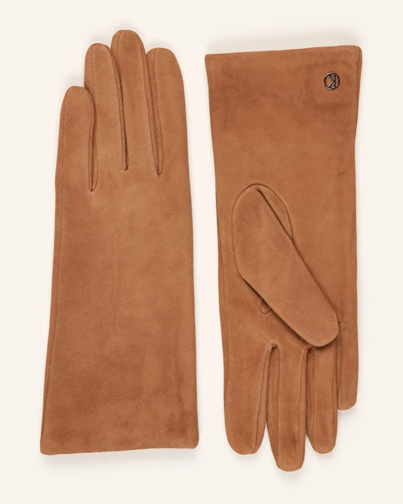 Kessler Lederhandschuhe Ava Mit Cashmere braun Camel