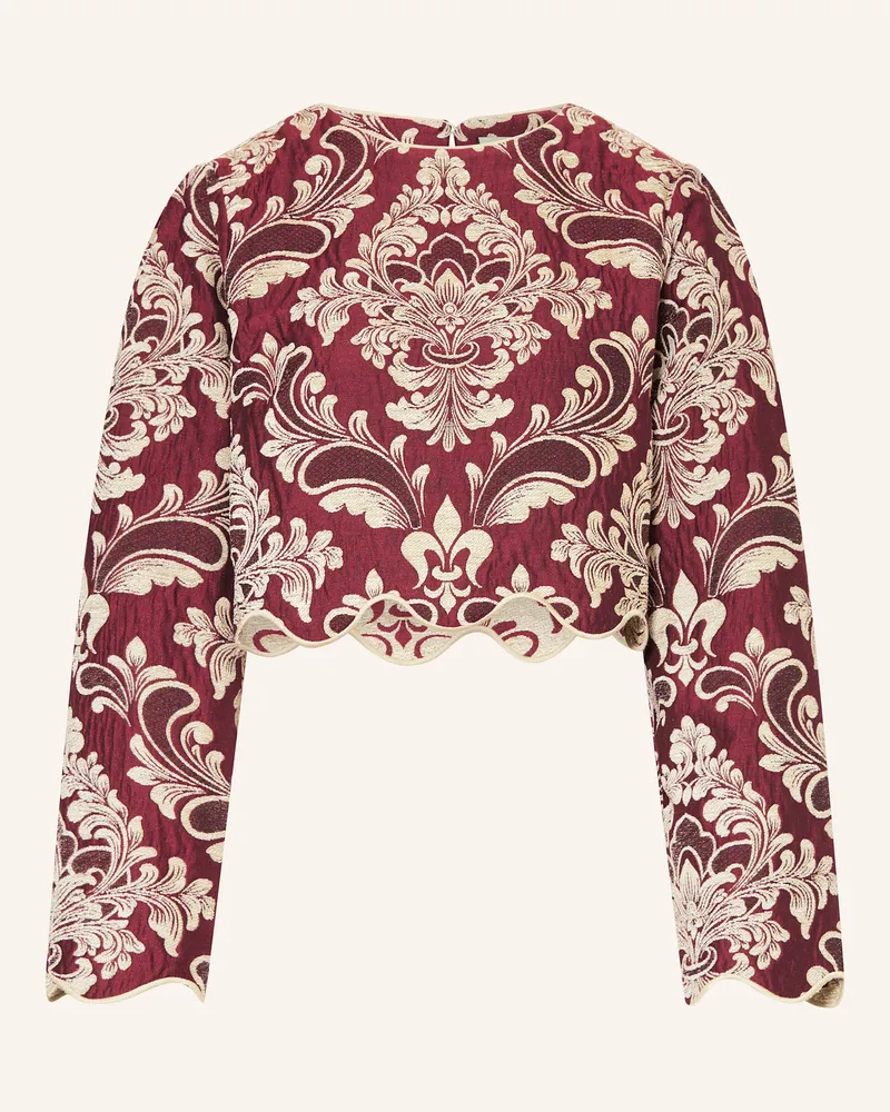 FARM Rio Cropped-Top aus Jacquard Dunkelrot