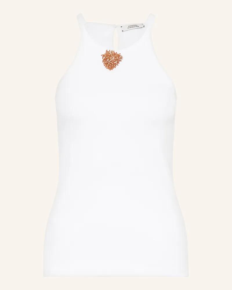 Dorothee Schumacher Top RIB ROMANCE mit Schmuckperlen Weiss