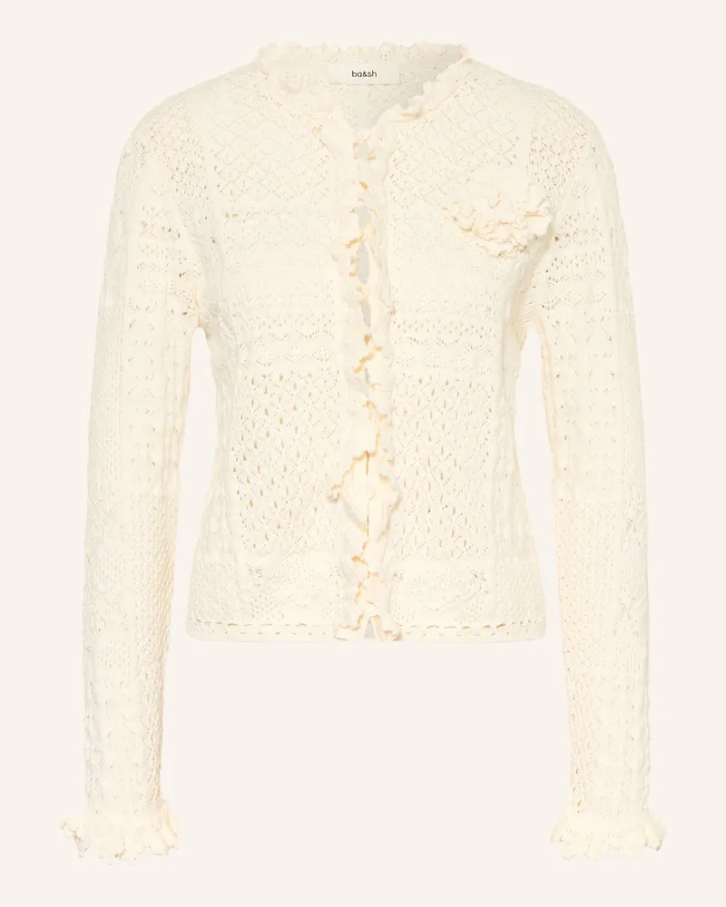 ba&sh Strickjacke Soria Mit Rüschen weiss Creme