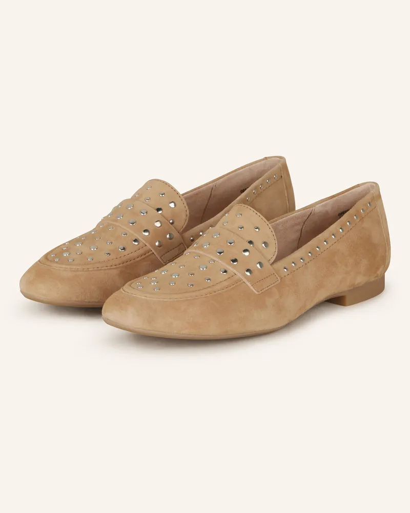 paul green Slipper mit Schmucksteinen Beige