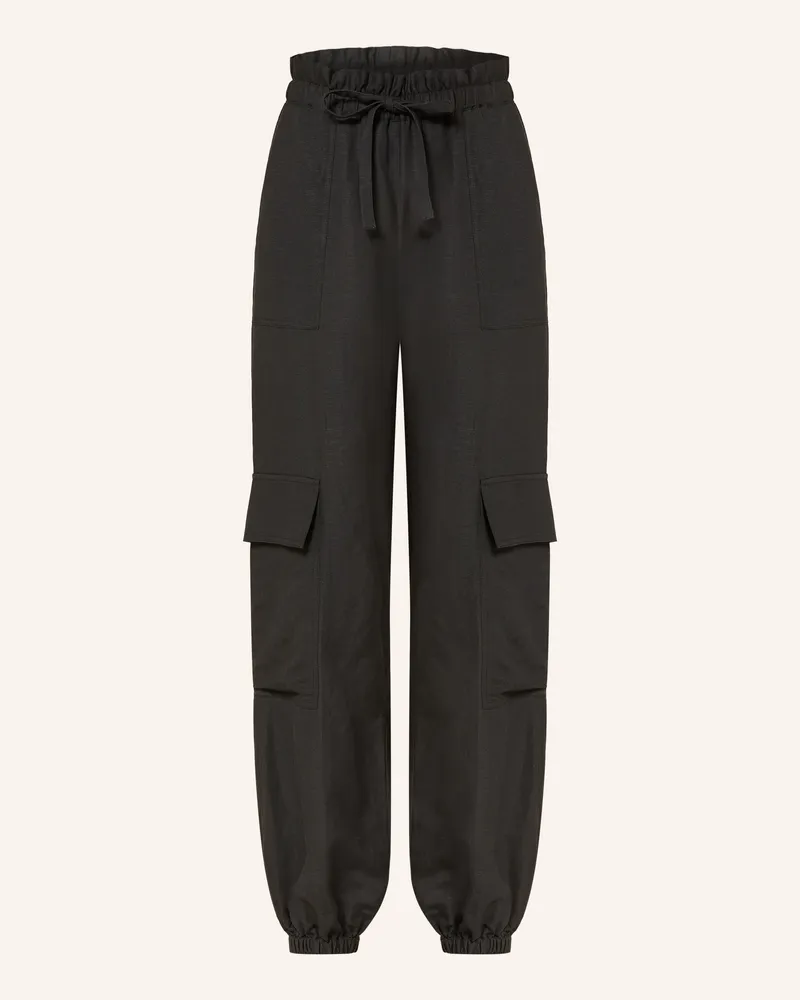 Mrs & HUGS Cargohose Mit Leinen schwarz Schwarz