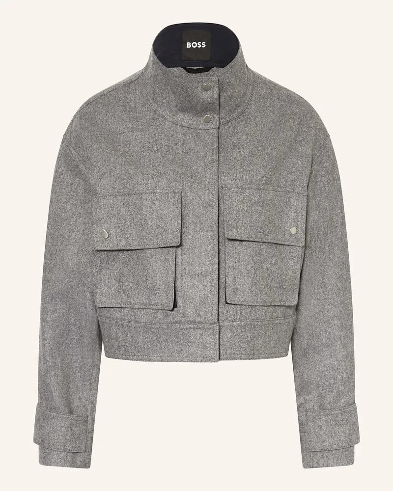 HUGO BOSS Kastenjacke JARDIA aus Flanell Hellgrau