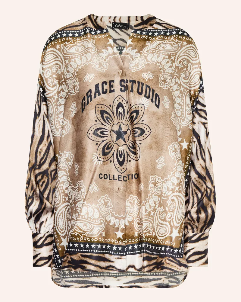 Grace Satinbluse Braun