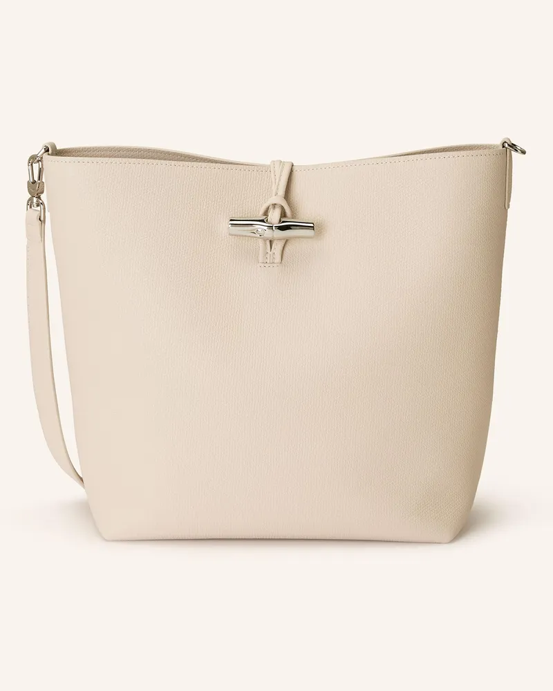 Longchamp Schultertasche Le Roseau Large weiss Creme