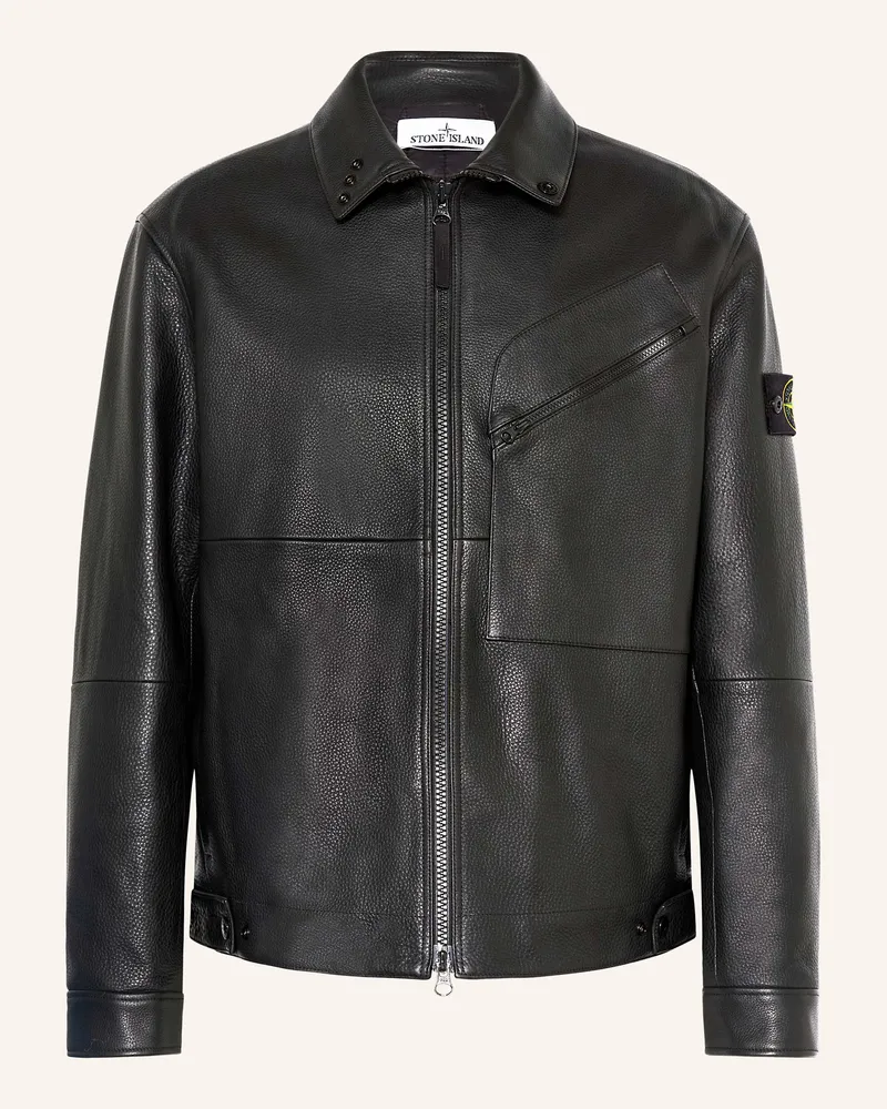Stone Island Lederjacke Schwarz