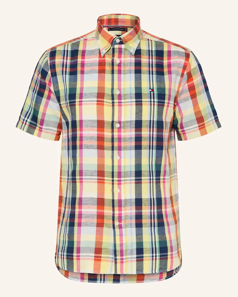 Tommy Hilfiger Kurzarm-Hemd Regular Fit Mit Leinen orange Orange