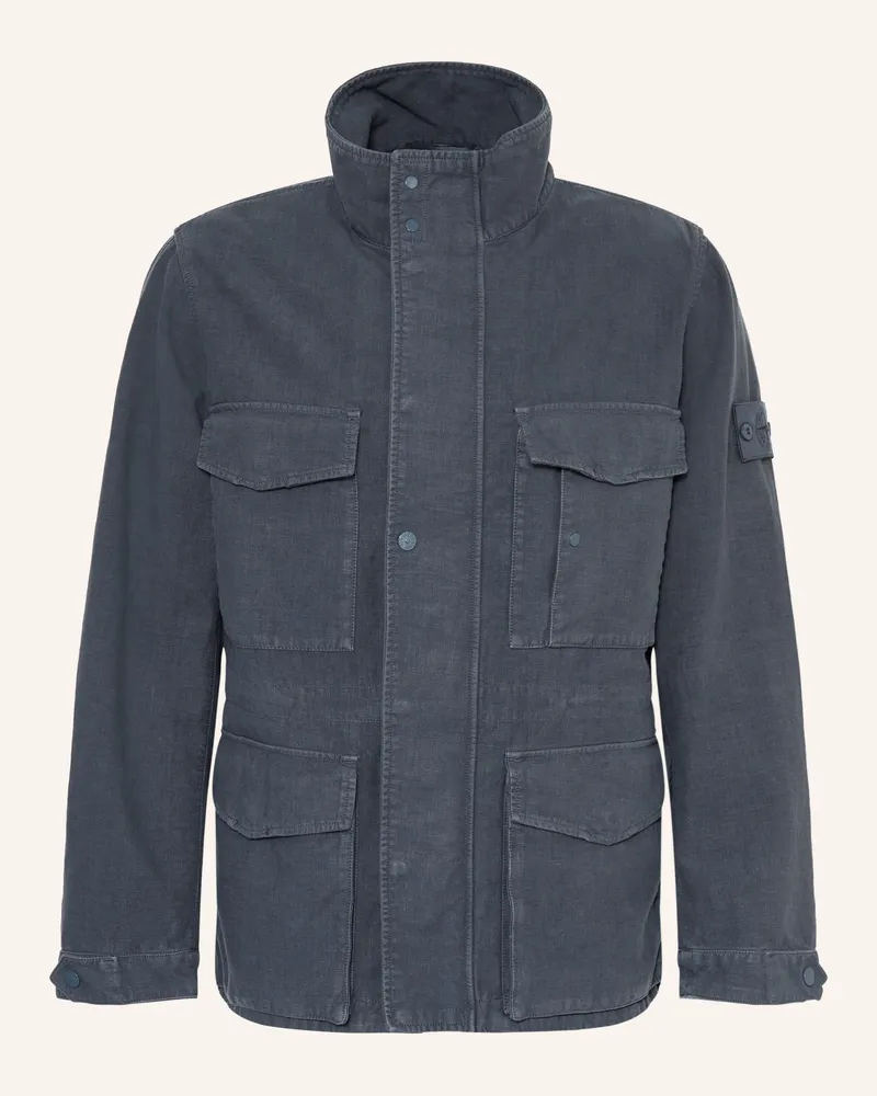 Stone Island Fieldjacket GHOST mit Leinen Dunkelgrau