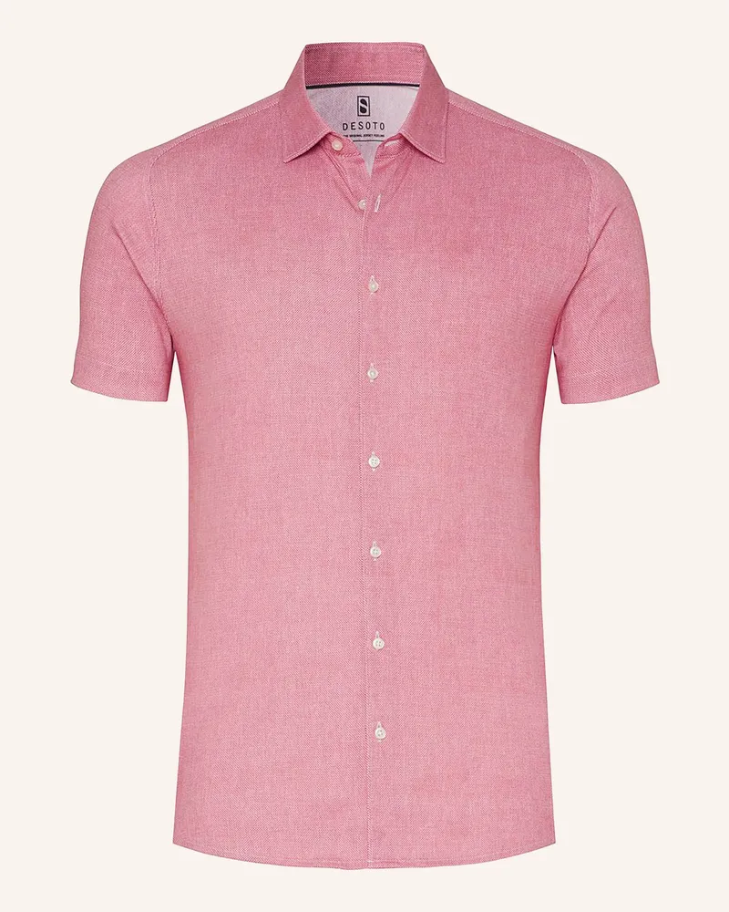 DESOTO Kurzarm-Hemd Slim Fit Aus Jersey rot Hellrot