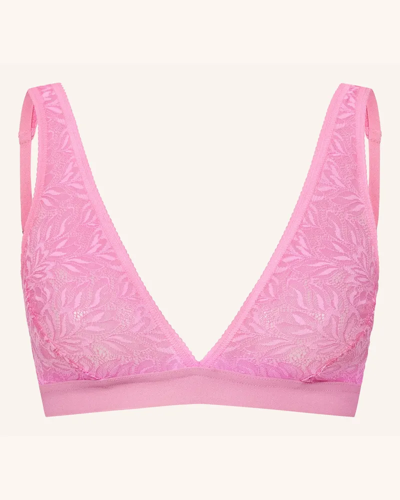 Ehrlich Textil Iconic Lace Bügelloser Plunge Bh Große Cups Mittlerer Halt Aus Nachhaltiger Spitze - Verstellbare Träger pink Rosa