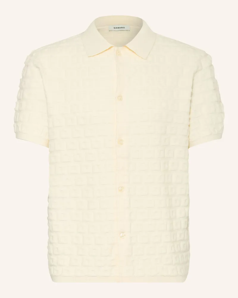 Sandro Kurzarm-Hemd Comfort Fit beige Ecru