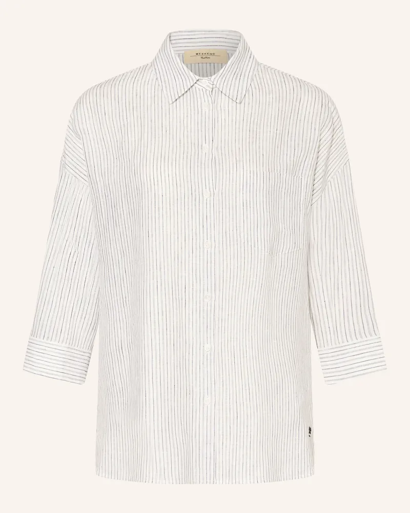 Max Mara Hemdbluse Panetto Aus Leinen Mit 3/4-Arm weiss Weiss