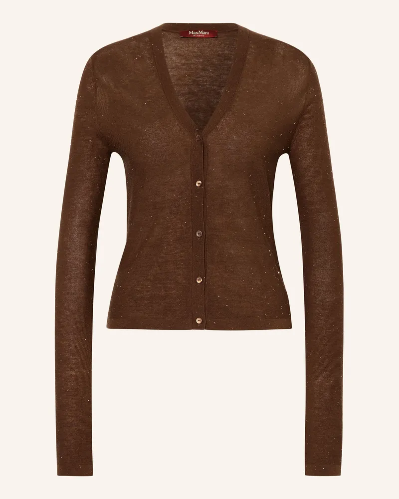 Max Mara Strickjacke Febo Mit Seide Und Pailletten braun Braun