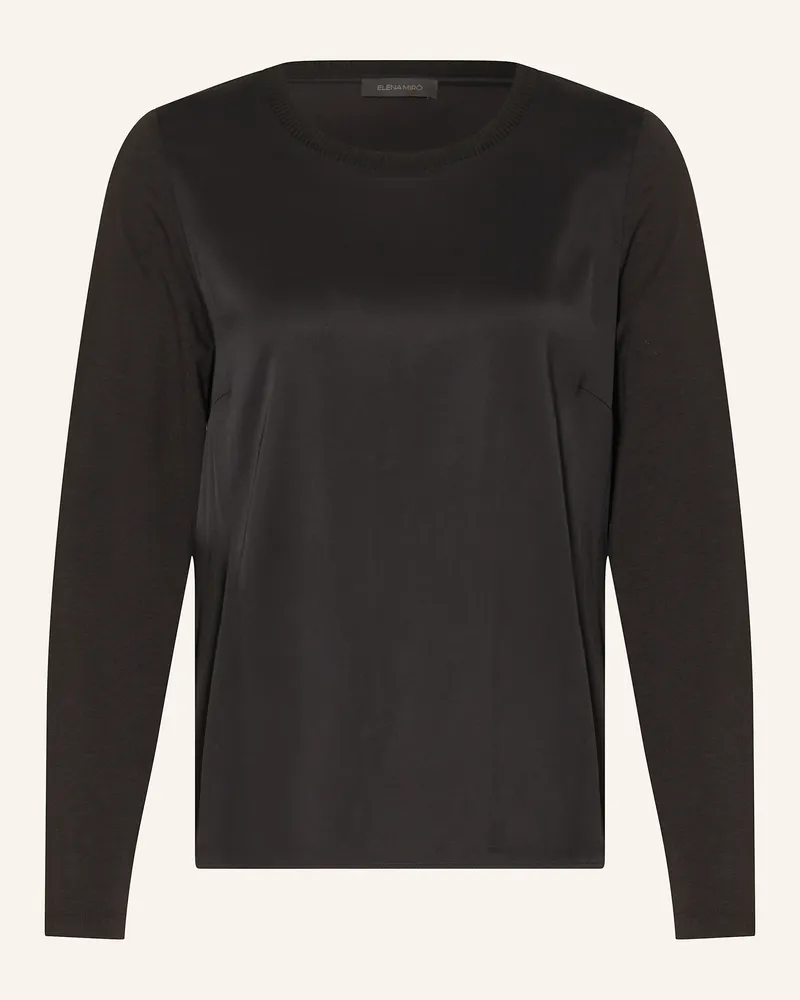 Elena Mirò Longsleeve im Materialmix Schwarz