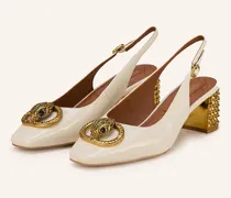 Slingpumps mit Schmucksteinen