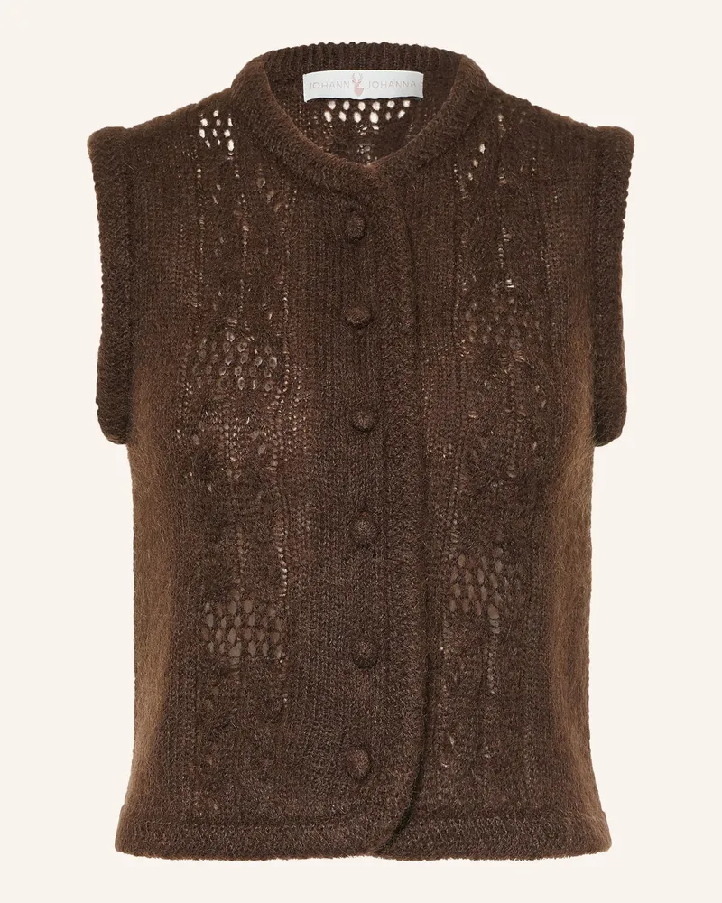 Johann & Johanna Strickweste Mit Mohair braun Dunkelbraun